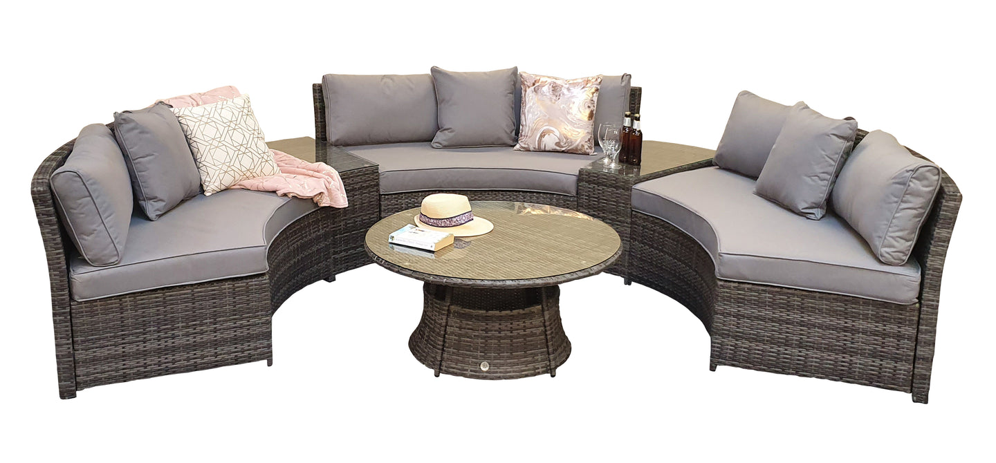 Signature Weave - Outdoor Furniture - Juliet - Half Moon Sofa Set In Mixed Grey